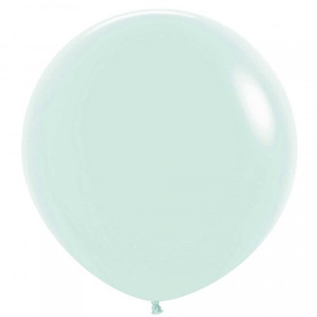 Pack of 3 pastel matte green latex balloons, 60cm, perfect for elegant event decor like weddings and birthdays.