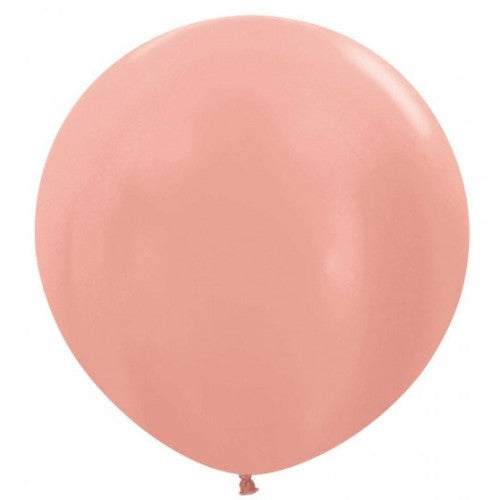 Pack of 3 Sempertex 60cm metallic rose gold latex balloons, perfect for elegant celebrations and vibrant décor.