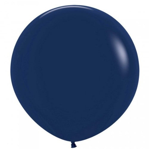 Pack of 3 Sempertex 60cm navy blue latex balloons, perfect for adding vibrant color to any celebration or event.