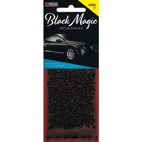 Discreet air freshener sachet in black, providing long-lasting Drakkar Noir scent for cars, boats, offices, and homes.