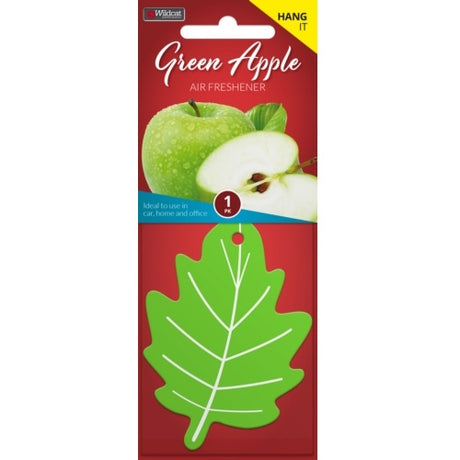 Air Freshener Leaf Green Apple by WILDCAT, featuring a green apple scent for lasting freshness in various spaces.