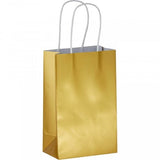 Elegant mini paper gold bag with handle, perfect for gifts, jewelry, or party favors, combining style and eco-friendliness.