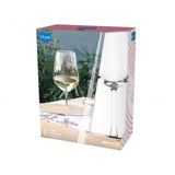 Set of 6 elegant Ocean Vino white wine glasses featuring modern design and 355ml capacity, perfect for any occasion.