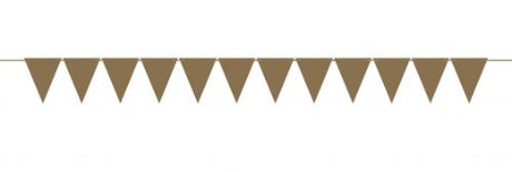 Gold Mini Paper Pennant Banner with 10 vibrant pennants on a 3.8m ribbon, perfect for elevating any celebration.