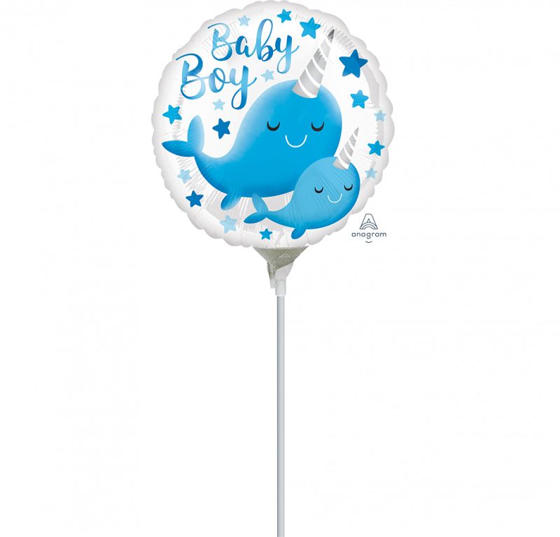 Foil Balloon - 10cm Narwhal Baby Boy