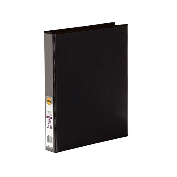 Marbig C/View Insert Binder A4 in black, featuring a clear overlay for customization and eco-friendly materials.