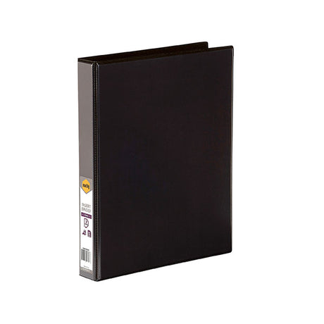 Marbig C/View Insert Binder A4 in black with a clear overlay, 25mm spine, eco-friendly design, and inside pocket for organization.