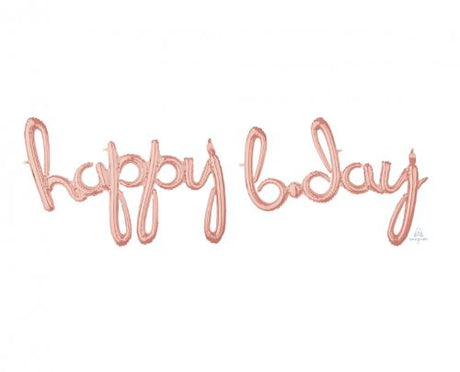 Rose Gold Happy Birthday Foil Balloon, self-sealing and air-fill only, perfect for elegant birthday celebrations.