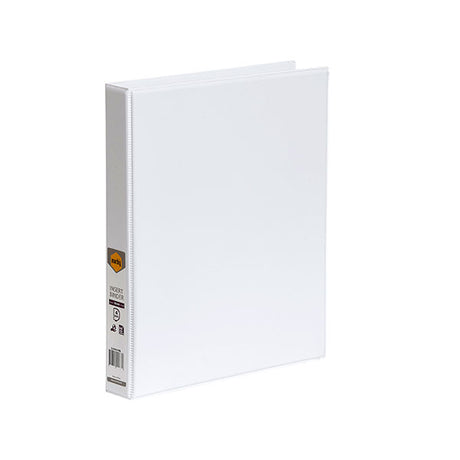 Marbig C/View Insert Binder A4 in white, 25mm, with clear overlay for customization and eco-friendly materials for document organization.