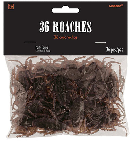 Realistic plastic cockroaches, 15cm, pack of 36 for pranks and Halloween parties, perfect for themed events and decorations.