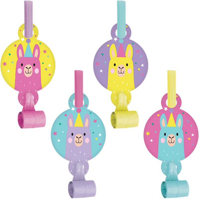 Llama Party Blowouts With Medallions  (Pack of 8)