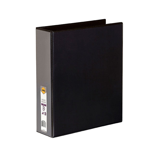 Marbig C/View Insert Binder A4 in black, 50mm, featuring customization overlay, durable construction, and eco-friendly materials.