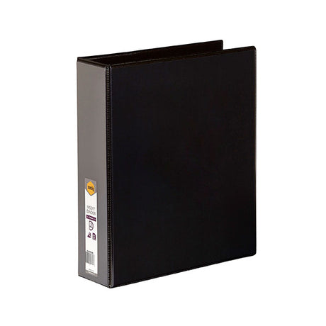 Marbig C/View Insert Binder A4 50mm in Black with eco-friendly design, clear overlay for custom covers, and handy inside pocket.