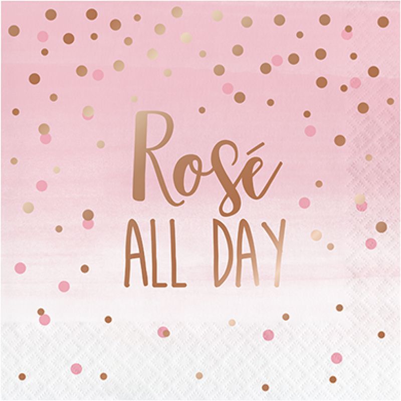 Rose All Day Lunch Napkins Rose All Day Rose Gold Foil  (Pack of 16)