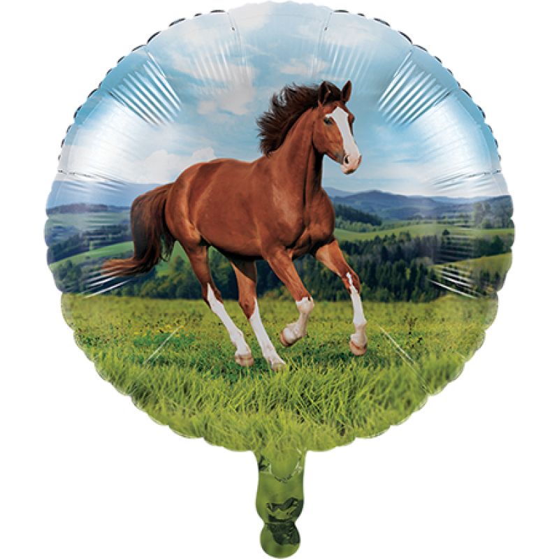 Vibrant 45cm Horse and Pony Foil Balloon, perfect for birthday parties and equestrian celebrations. Self-sealing for easy use.