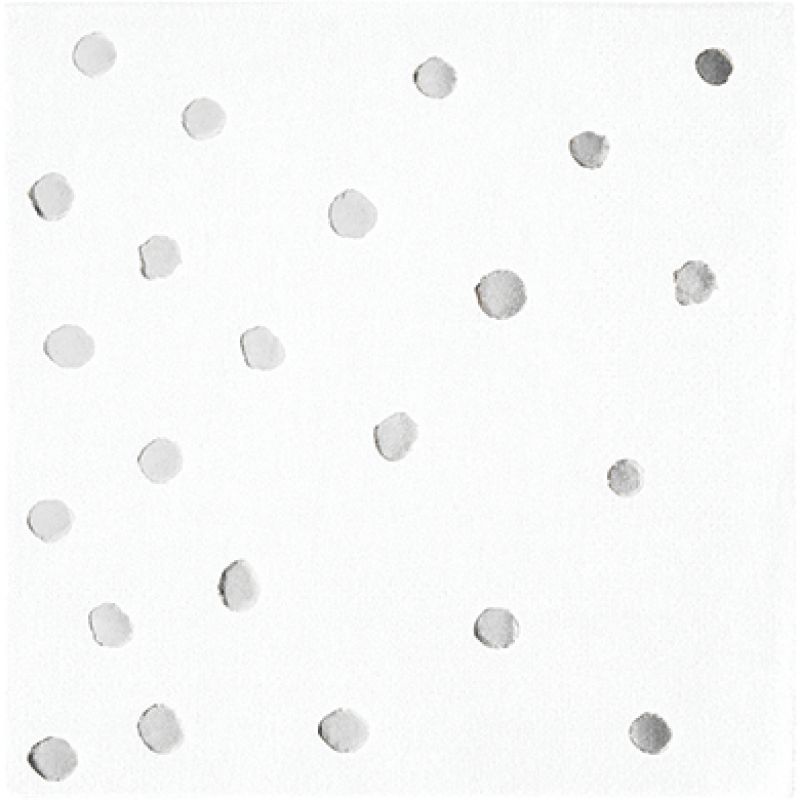 Touch Of Colour White & Silver Foil Dots Beverage Napkins  (Pack of 16)