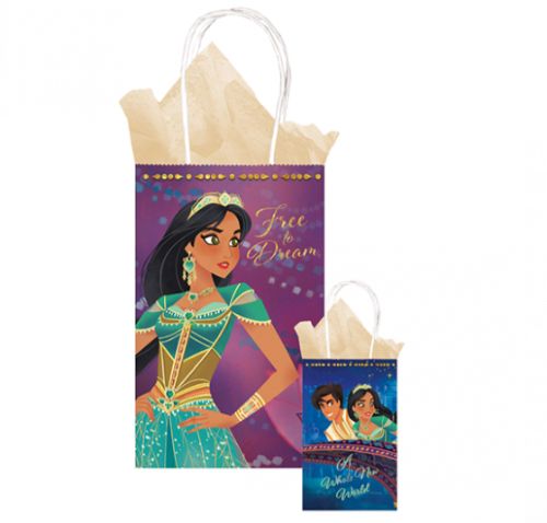 Eco-friendly Aladdin Printed Kraft Bags, pack of 8, featuring stylish designs for gifts and shopping while promoting sustainability.