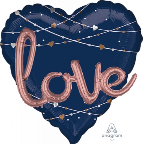 Elegant 91cm navy heart foil balloon for weddings, symbolizing love and perfect for romantic celebrations.