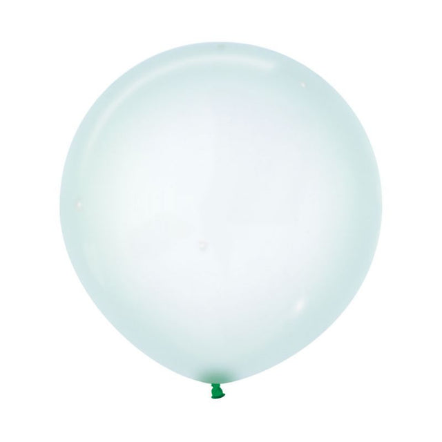 Pack of 3 crystal pastel green 60cm balloons, perfect for elegant decorations at any celebration or event.