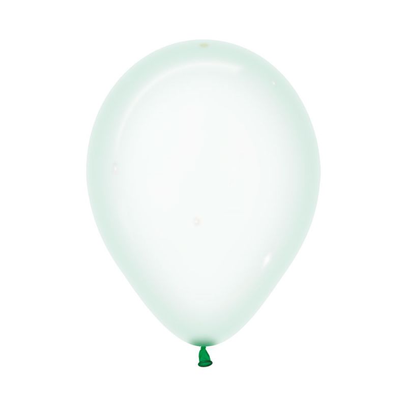 Pack of 100 30cm crystal pastel green balloons, perfect for elegant decorations at parties and special events.