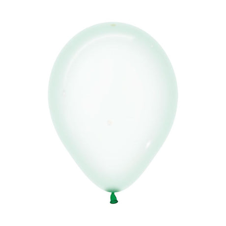 Pack of 100 30cm crystal pastel green balloons, perfect for elegant decorations at parties and special events.