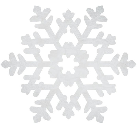 Large reflective snowflake foil cutout (38cm) perfect for winter celebrations and festive decor.