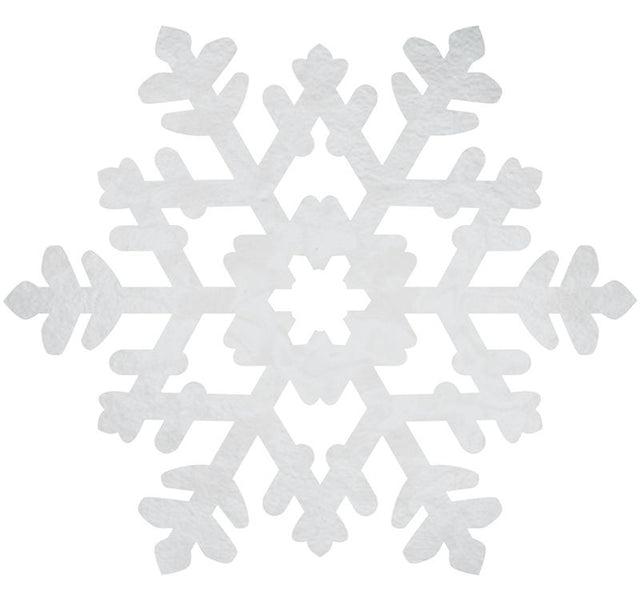 Large reflective snowflake foil cutout (38cm) perfect for winter celebrations and festive decor.