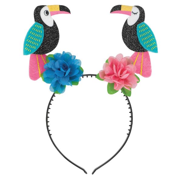 Vibrant Toucan Birds Headbopper with colorful felt toucan heads, perfect for tropical-themed parties and festive occasions.