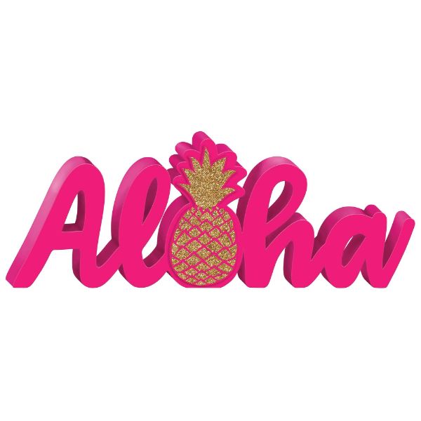 Glittered Aloha & Pineapple sign in vibrant colors, perfect for tropical-themed decor and brightening any space.