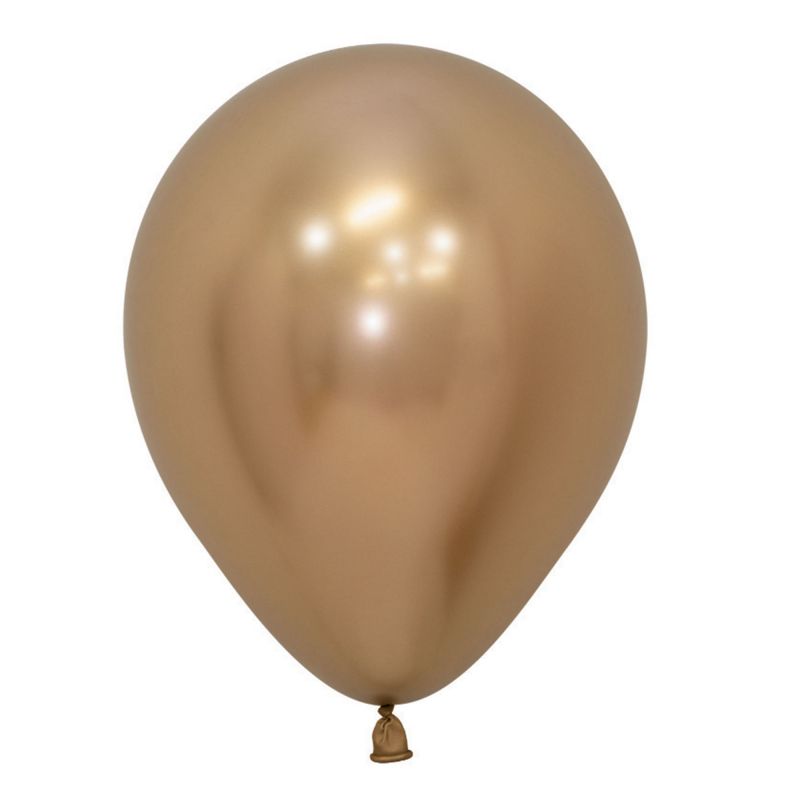 Pack of 50 Sempertex 12cm Metallic Reflex Gold Latex Balloons, perfect for elegant celebrations and vibrant decorations.