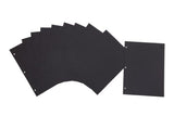 Black drymount photo album refills; 10 sheets, 210x280mm, acid-free, pre-punched for easy insertion and memory preservation.
