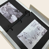 Pack of 10 black drymount photo album sheets, 210x280mm, acid-free and pre-punched for easy photo display and preservation.
