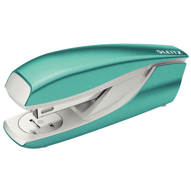 Leitz Nexxt Wow Stapler in Ice Blue, stylish and robust, staples up to 30 sheets with ease and features a built-in staple remover.
