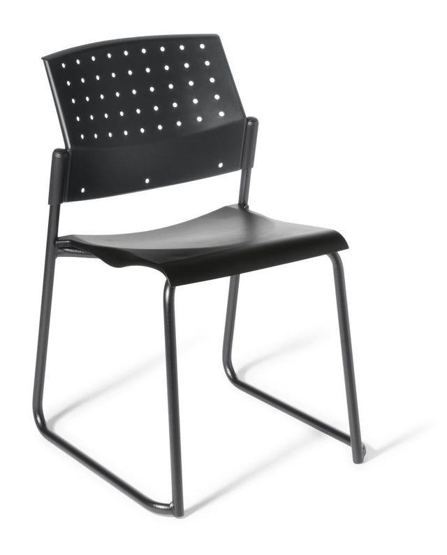 550 Chair with Black Frame features a sturdy sled design, versatile for various spaces, offering comfort and style for users up to 140kg.