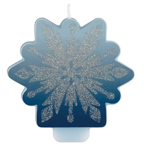 Frozen 2 Glittered Candle, 8 cm tall, features a stunning glitter finish, perfect for décor and themed celebrations.