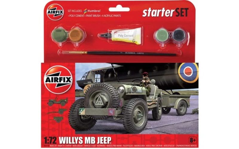 1/72 scale model kit of the iconic Willys Jeep, designed for model builders and military enthusiasts.