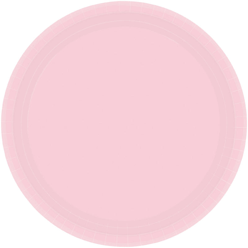 Blush pink 17cm round paper plates, pack of 20, perfect for stylish parties and eco-friendly dining.