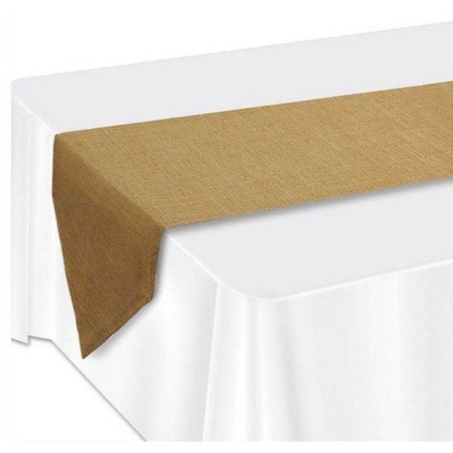 Kraft faux burlap table runner, 1.83m long, adds rustic charm and elegance to any dining setting or event.