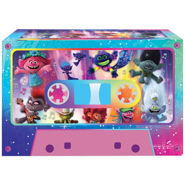 Colorful Trolls World Tour favor boxes (pack of 8) for storing party treats, perfect for themed celebrations and birthdays.