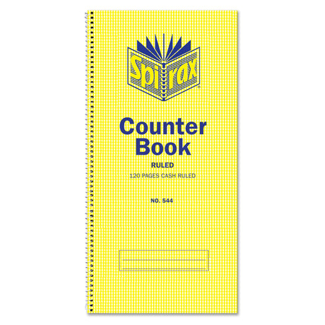 Spirax 544 Counter Book features 120 cash-ruled pages, durable NCR paper, and side spiral binding for easy writing and organization.