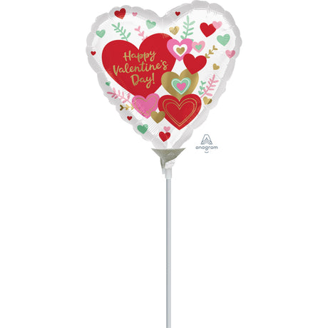 22cm foil balloon with "Happy Valentine's Day Wishes" design, perfect for romantic celebrations and decorations.