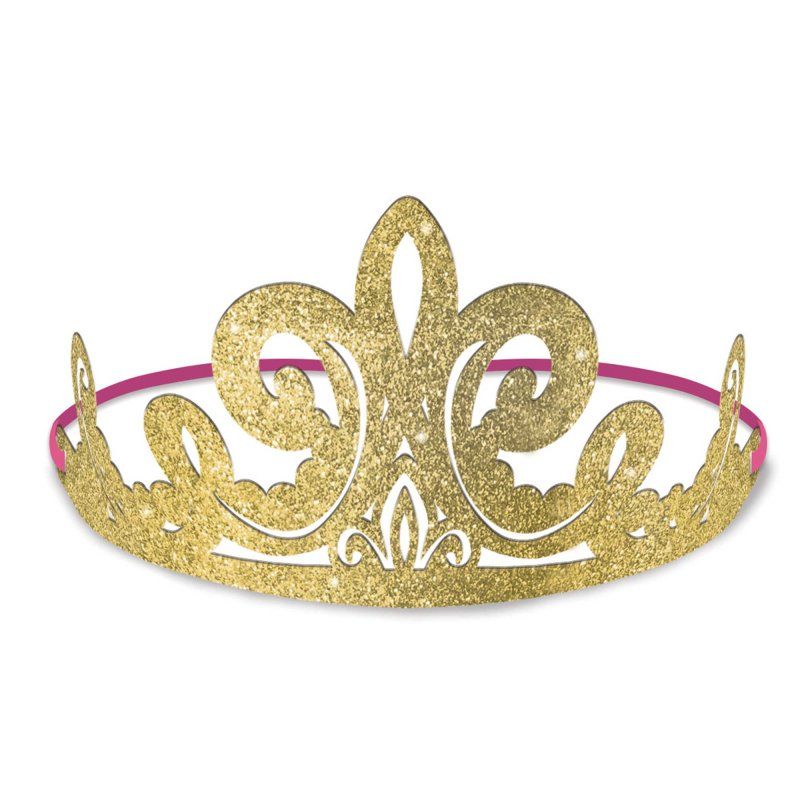 Set of 8 Disney Princess glittered tiaras, perfect for dress-up and magical playtime for little girls.