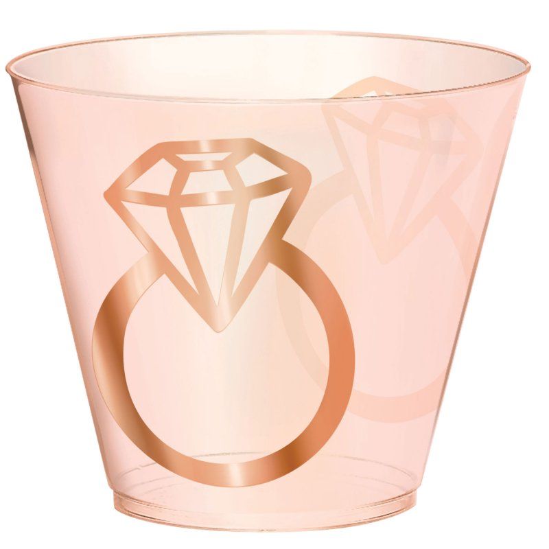 Blush Wedding Plastic Tumblers Diamond Hot Stamped - (Pack of 30)