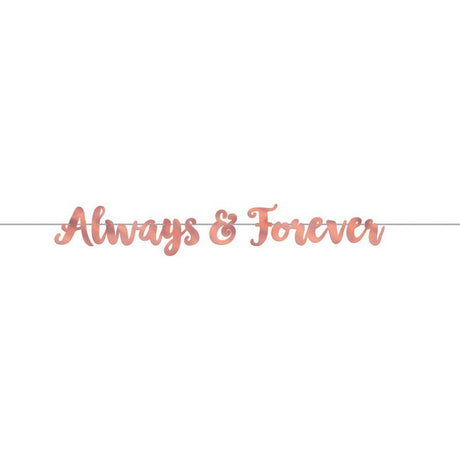 Navy foil letter banner reading "Always & Forever," perfect for elegant wedding and engagement decor.