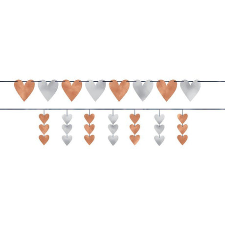 Elegant navy heart banners kit for bridal celebrations, perfect for enhancing wedding decor and creating memorable backdrops.