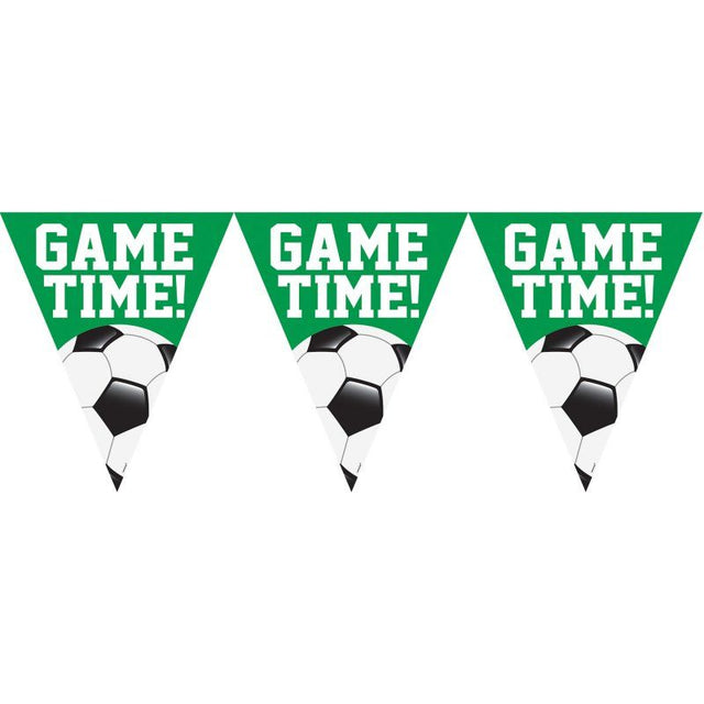 Vibrant 26cm x 3.65m pennant banner showcasing soccer team spirit, ideal for events and celebrations.