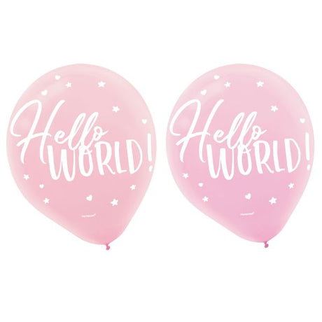 Vibrant pack of 15 assorted 30cm latex balloons for celebrating baby girls, perfect for showers and gender reveals.