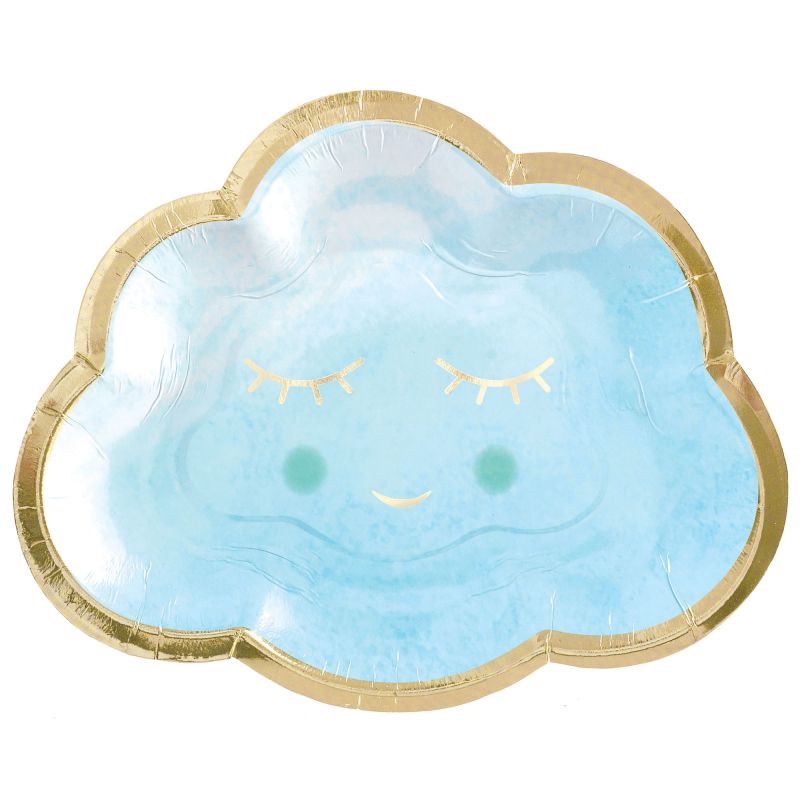 Oh Baby Boy 6 1/2" / 16cm Shaped Plates Metallic - (Pack of 8)