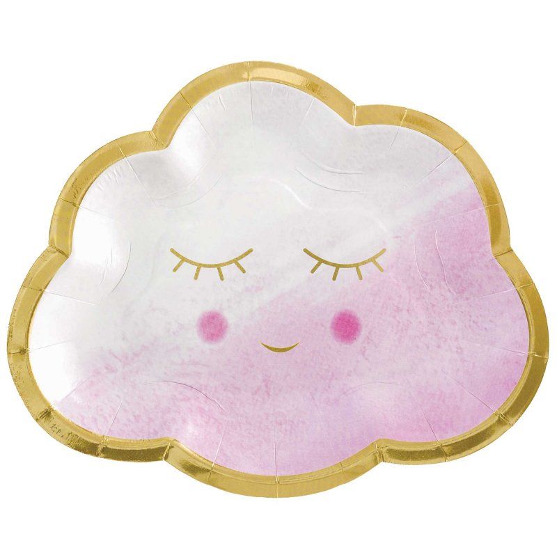 Oh Baby Girl 6 1/2" / 16cm Shaped Plates Metallic - (Pack of 8)