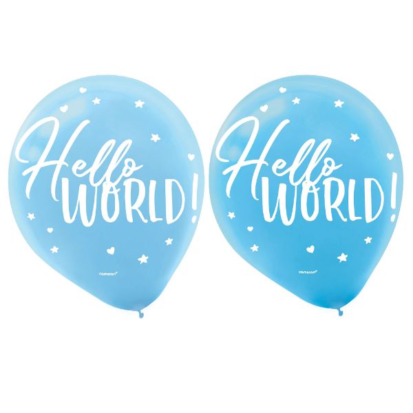 Pack of 15 colorful "Oh Baby Boy" latex balloons, perfect for baby showers and celebrations, 30cm each with vibrant designs.